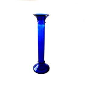 Vintage Cobalt Blue Glass Candlestick Candle Holder